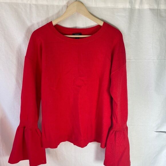 Halogen True Red Bell Sleeve Scoop Neck Sweater Sz XL - Picture 2 of 7